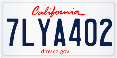 CA license plate 7LYA402
