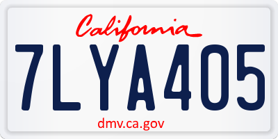 CA license plate 7LYA405
