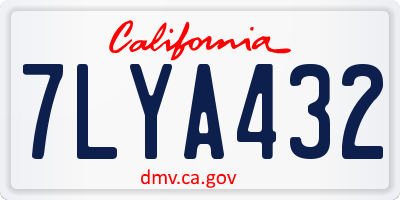 CA license plate 7LYA432