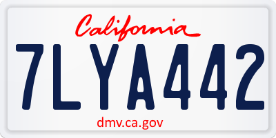 CA license plate 7LYA442
