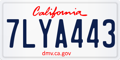 CA license plate 7LYA443