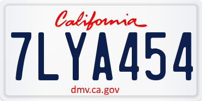 CA license plate 7LYA454
