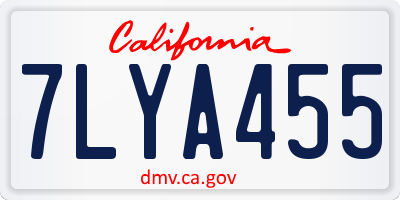 CA license plate 7LYA455