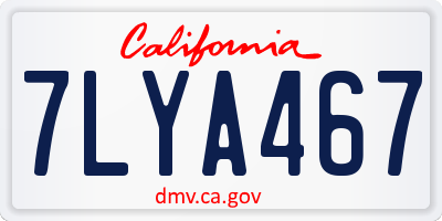 CA license plate 7LYA467