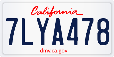 CA license plate 7LYA478