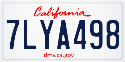 CA license plate 7LYA498