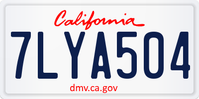 CA license plate 7LYA504