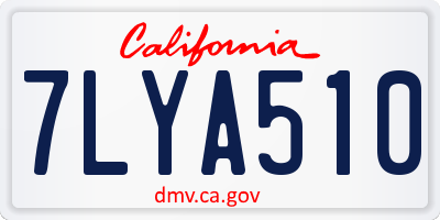 CA license plate 7LYA510