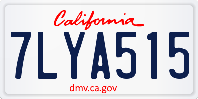 CA license plate 7LYA515