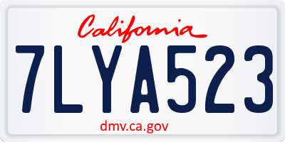 CA license plate 7LYA523