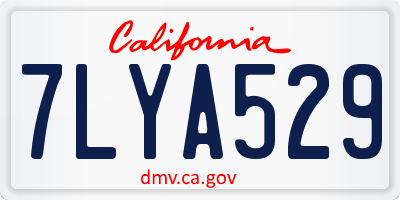 CA license plate 7LYA529