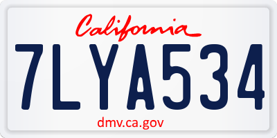 CA license plate 7LYA534