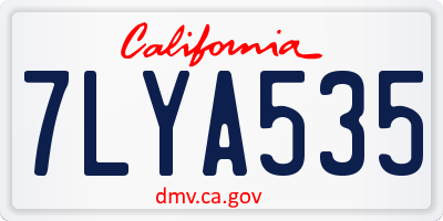 CA license plate 7LYA535