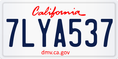 CA license plate 7LYA537