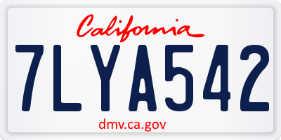 CA license plate 7LYA542