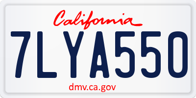 CA license plate 7LYA550