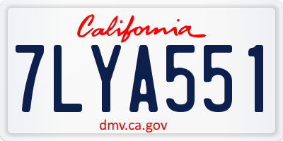 CA license plate 7LYA551
