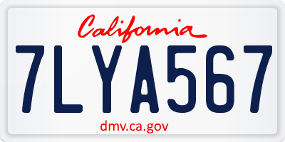 CA license plate 7LYA567