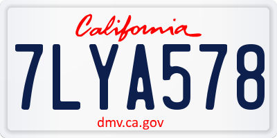CA license plate 7LYA578