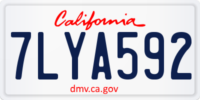 CA license plate 7LYA592