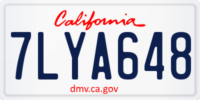 CA license plate 7LYA648