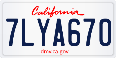 CA license plate 7LYA670