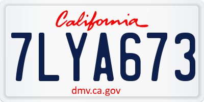CA license plate 7LYA673