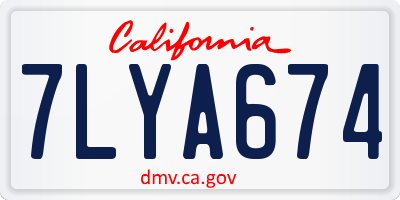CA license plate 7LYA674