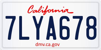 CA license plate 7LYA678