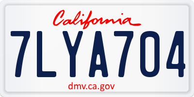 CA license plate 7LYA704