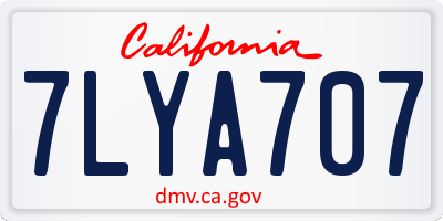 CA license plate 7LYA707