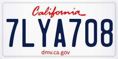 CA license plate 7LYA708