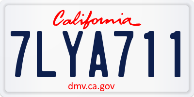 CA license plate 7LYA711