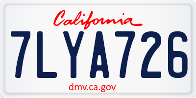 CA license plate 7LYA726