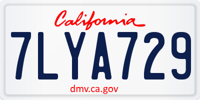 CA license plate 7LYA729