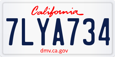 CA license plate 7LYA734