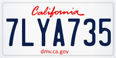 CA license plate 7LYA735
