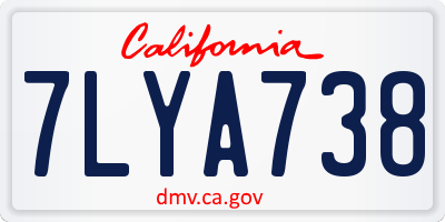 CA license plate 7LYA738