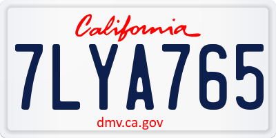 CA license plate 7LYA765