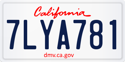 CA license plate 7LYA781