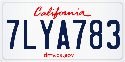 CA license plate 7LYA783