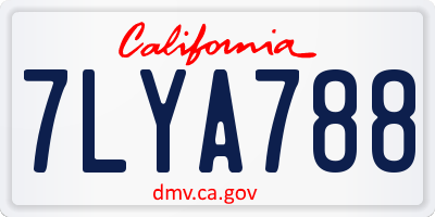 CA license plate 7LYA788