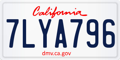 CA license plate 7LYA796