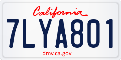 CA license plate 7LYA801