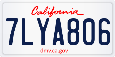 CA license plate 7LYA806