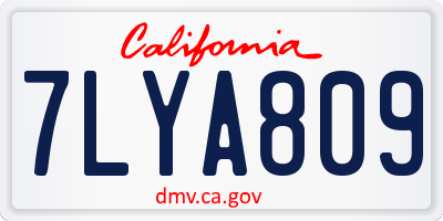 CA license plate 7LYA809