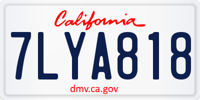 CA license plate 7LYA818