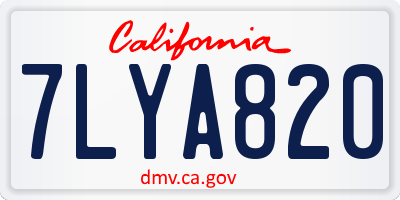 CA license plate 7LYA820