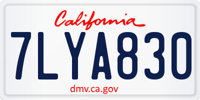 CA license plate 7LYA830