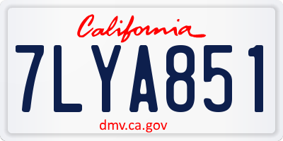 CA license plate 7LYA851